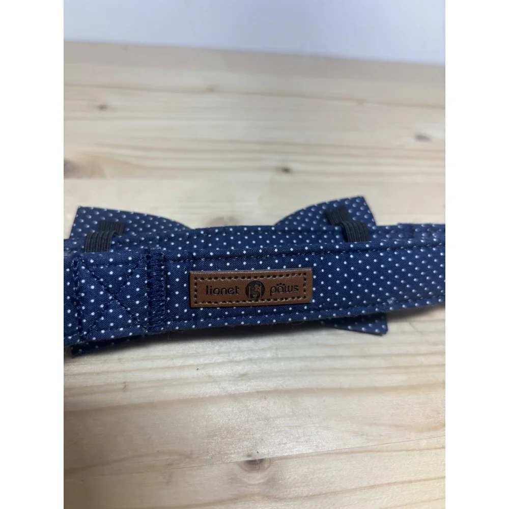 Lionet Paws Navy With White Dots Dog Collar‎ Adjustable FF18